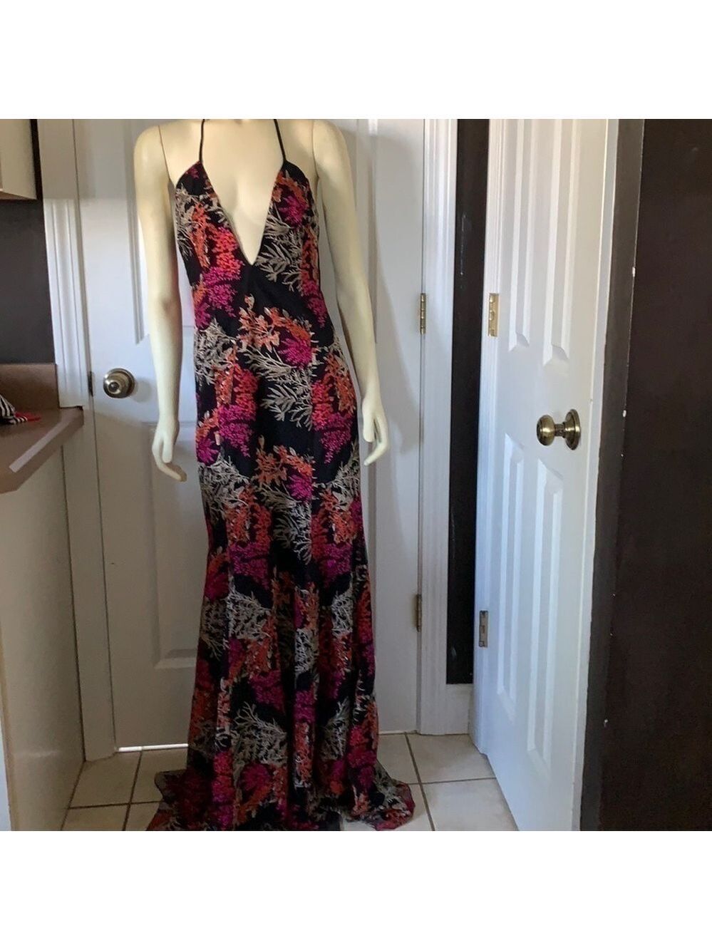 EUC Stunning Jay Godfrey Cocktail Dress Gown Flor Shimmer Print Size 12